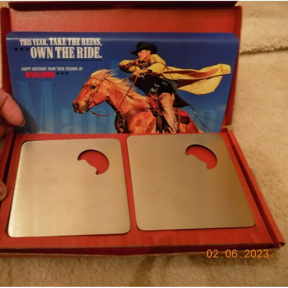 Vintage Marlboro birthday gift bottle opener metal coasters
